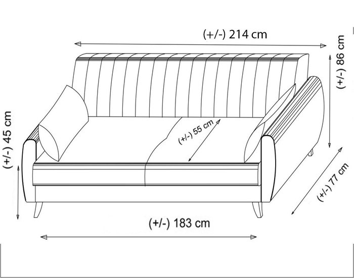 Atelier Del Sofa Alkon Sofá Cama de 3 Plazas Gris Oscuro
